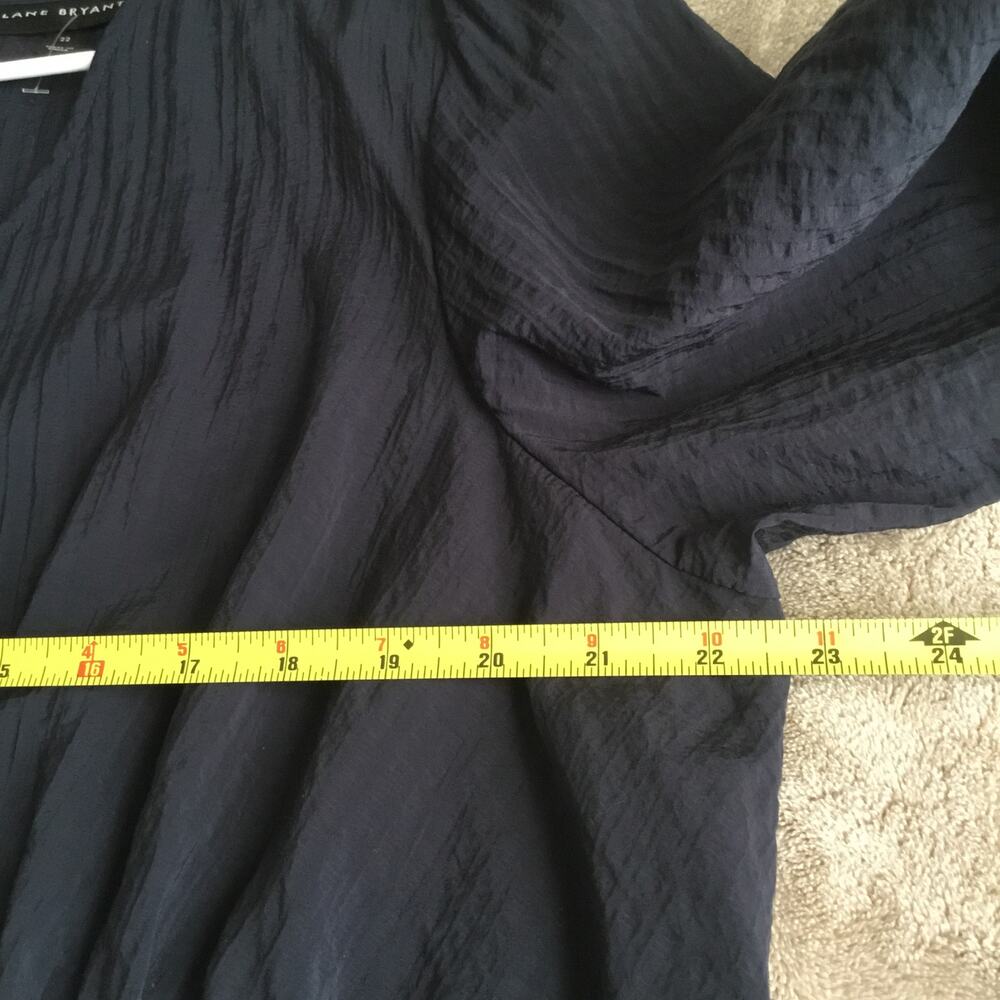 Lane Bryant Tiered Crepe Maxi Dress Blue Colorblock Long Sleeves v neck Sz 22P - Picture 9 of 10
